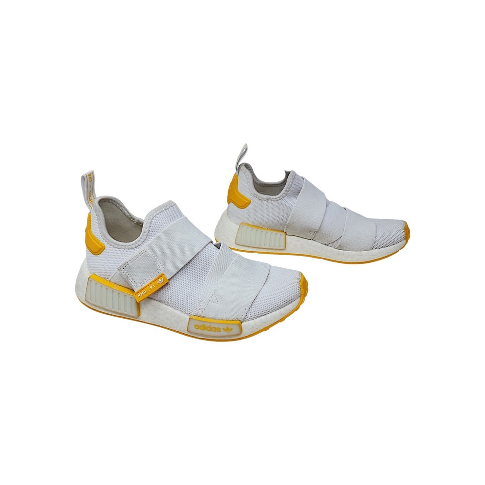 Adidas NMD_R1 Strap Sneakers 6.5 Women Parley Cloud White Collegiate Gold HP2360